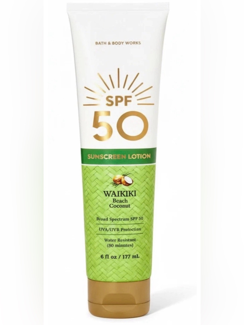 Bath & Body Works SPF 50 Sunscreen Lotion Waikiki Beach Coconut NEW 6oz